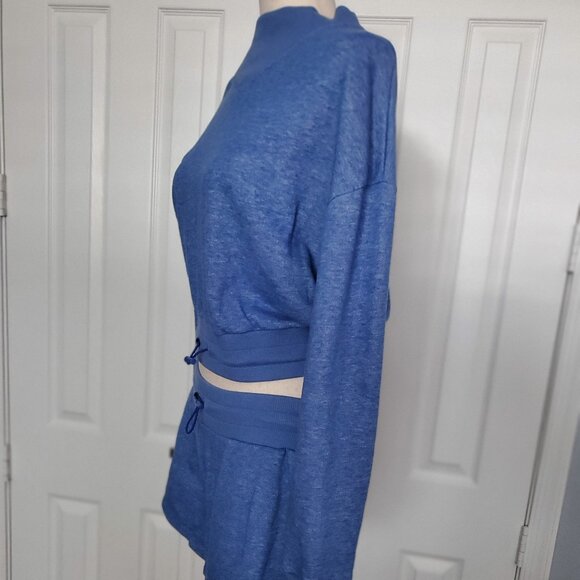 Flirtitude Terry Cotton Long Sleeved Top & Short Set BLUE - Picture 5 of 7